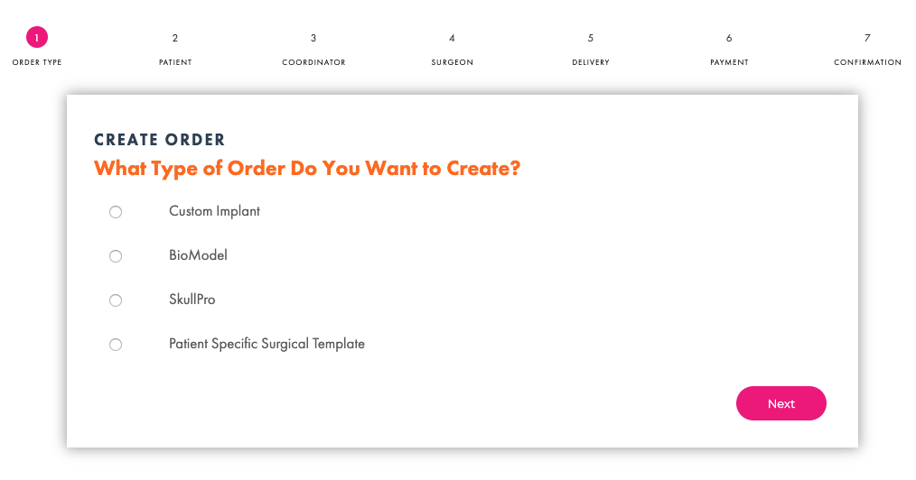 Create Order Screenshot